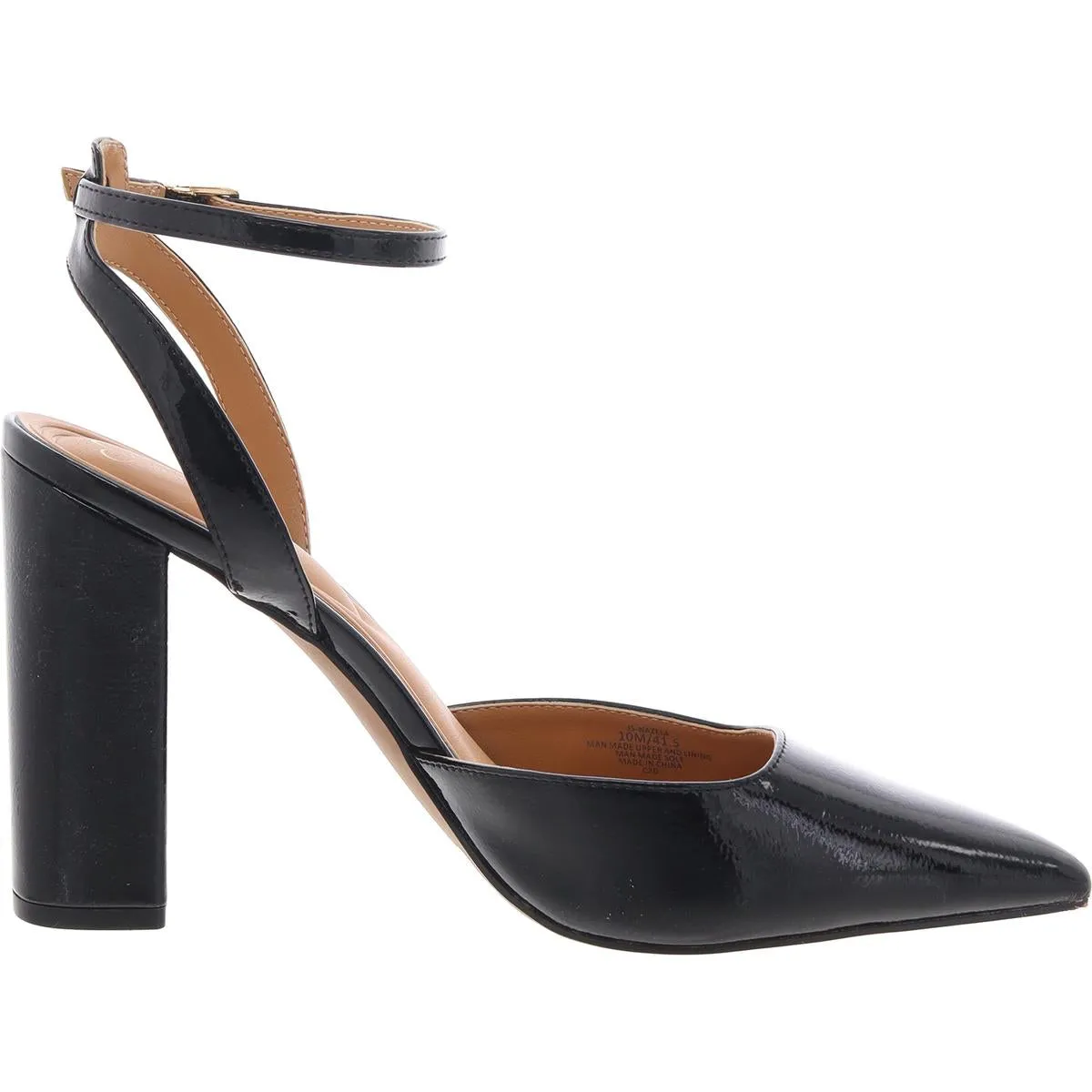 Nazela Womens Patent Pointed Toe Block Heels