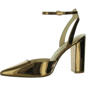 Nazela Womens Patent Pointed Toe Block Heels