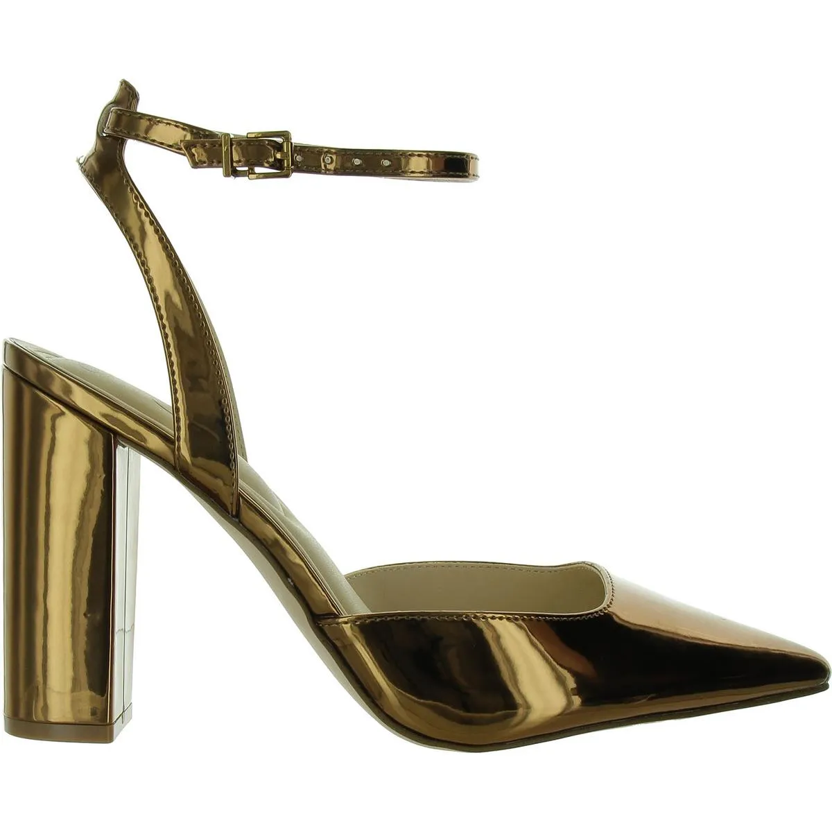 Nazela Womens Patent Pointed Toe Block Heels