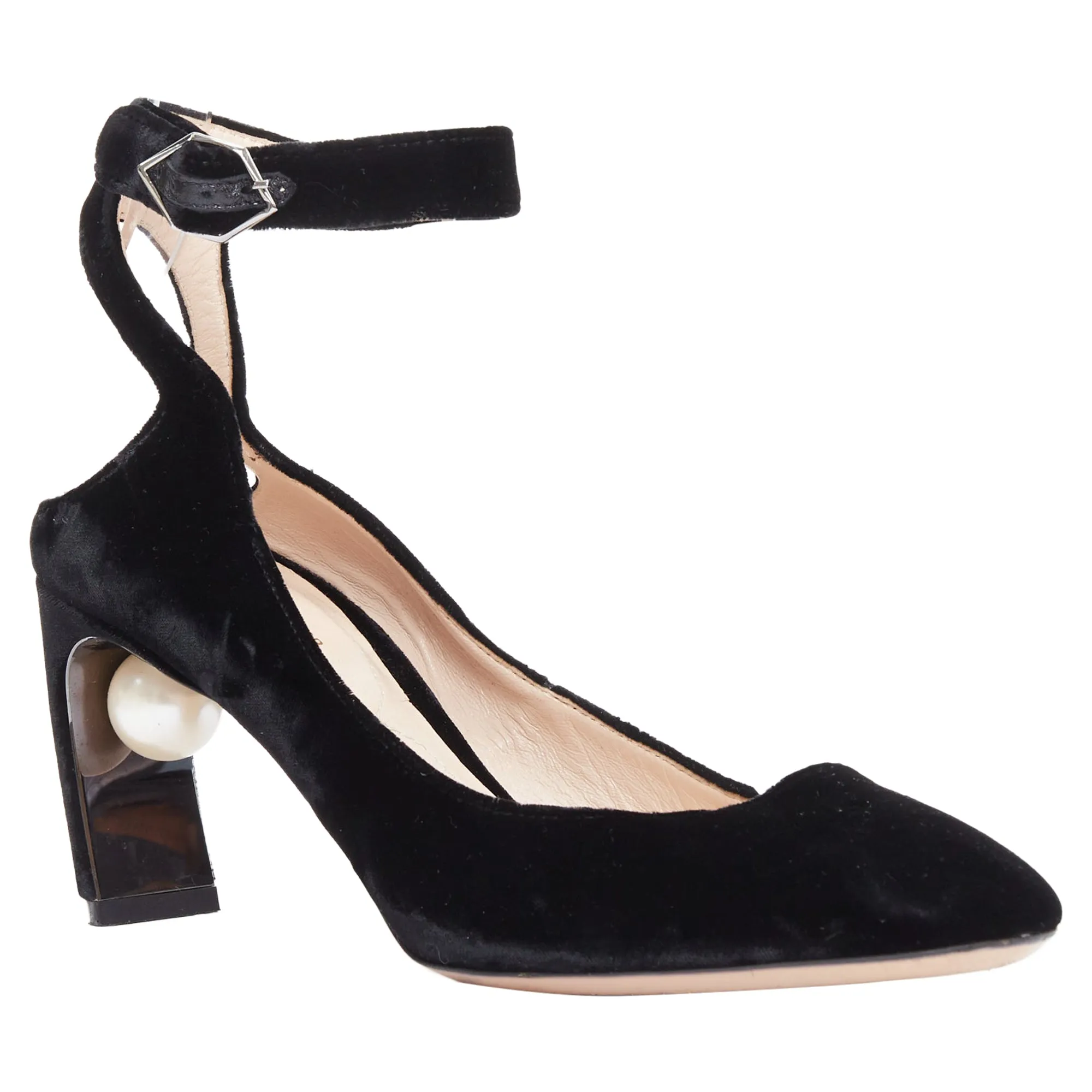 Nicholas Kirkwood Velvet Pearl Heel Slingback Pumps
