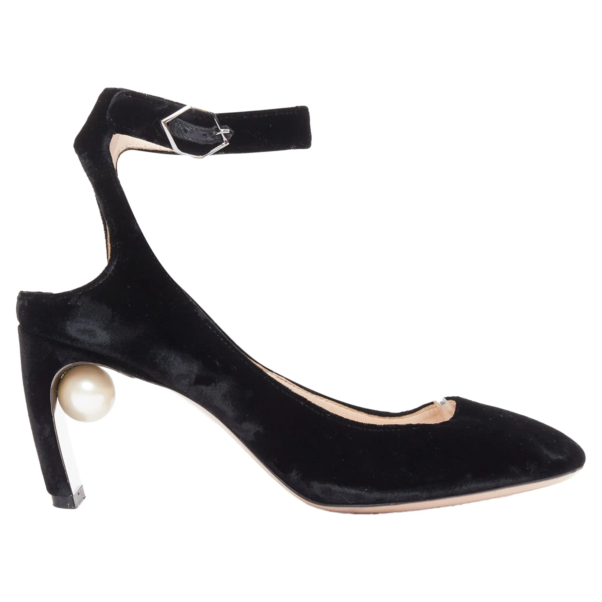 Nicholas Kirkwood Velvet Pearl Heel Slingback Pumps