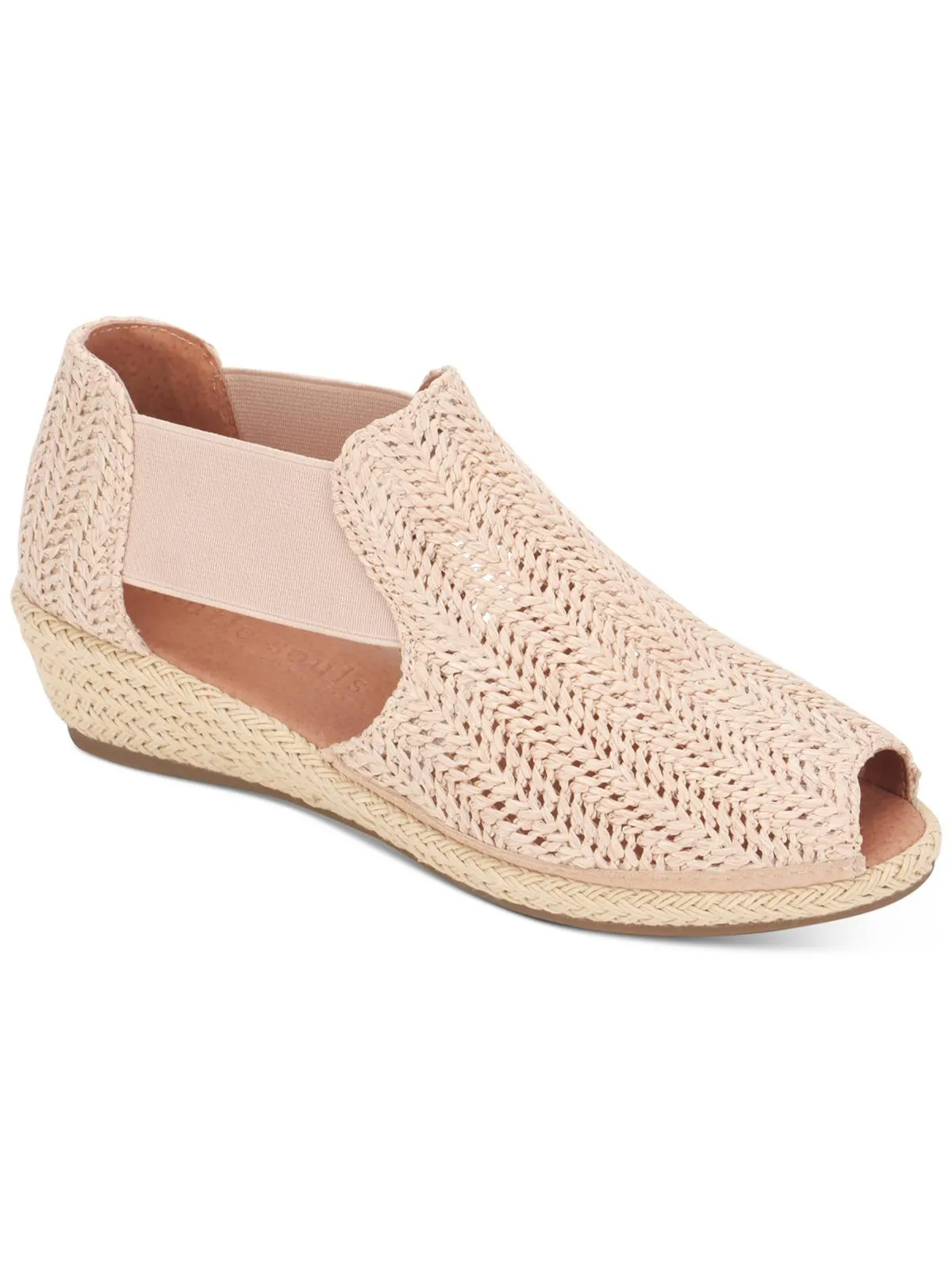 Noa Womens Leather Open Toe Wedge Heels