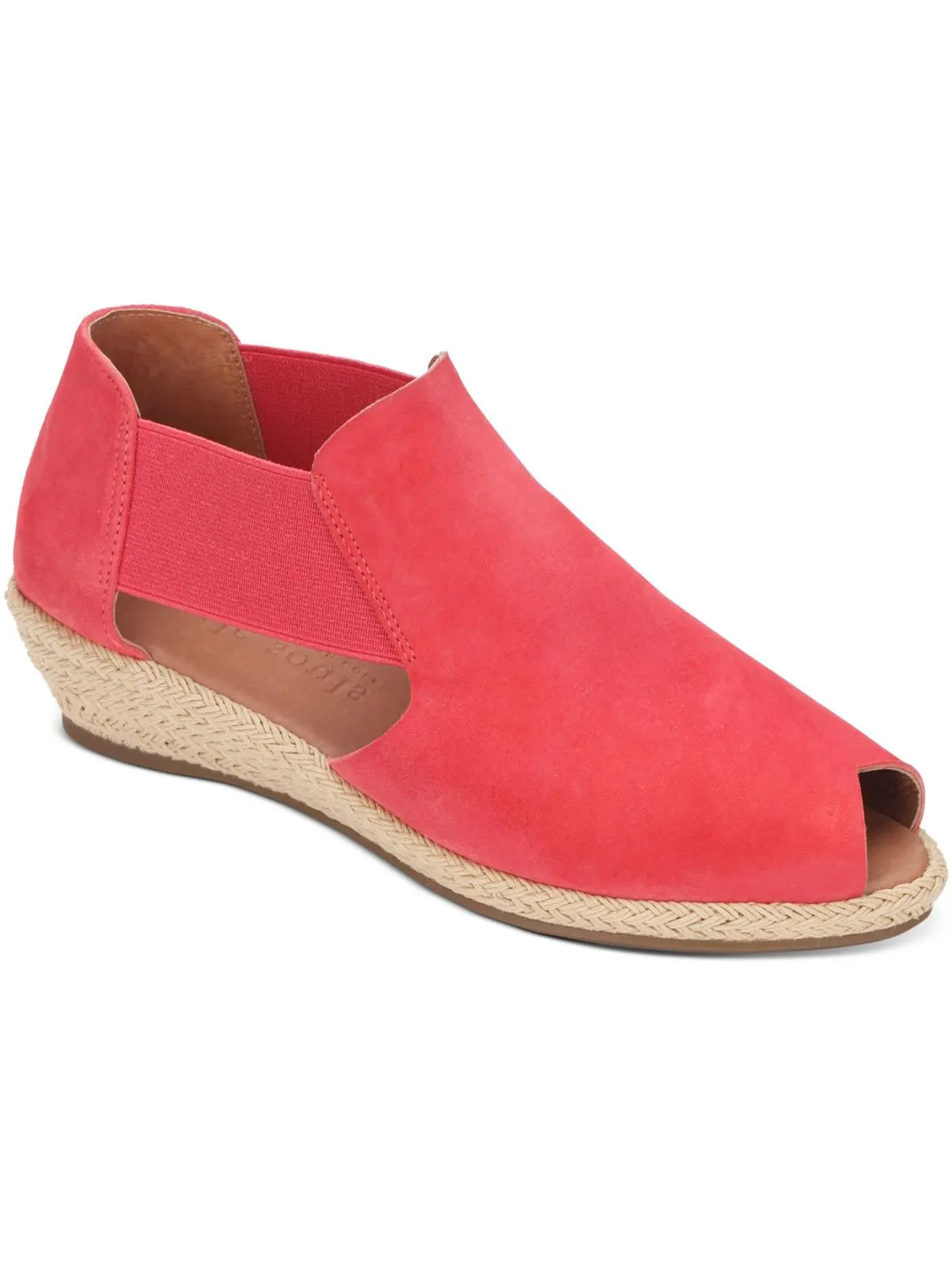 Noa Womens Leather Open Toe Wedge Heels