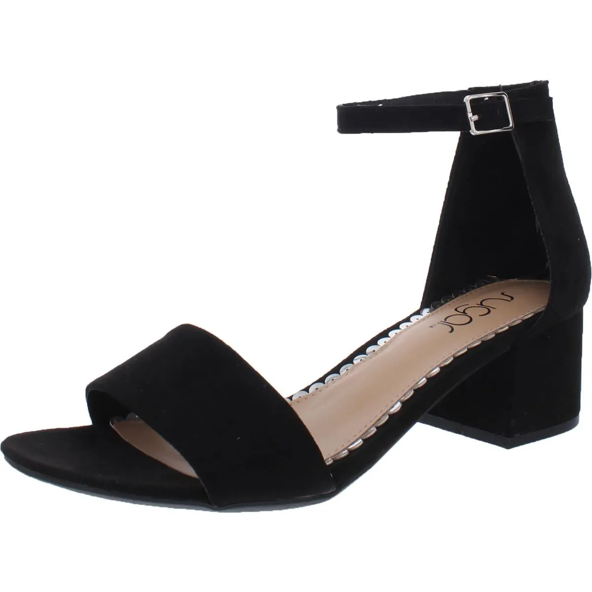 Noelle Womens Microsuede Ankle Open-Toe Heels