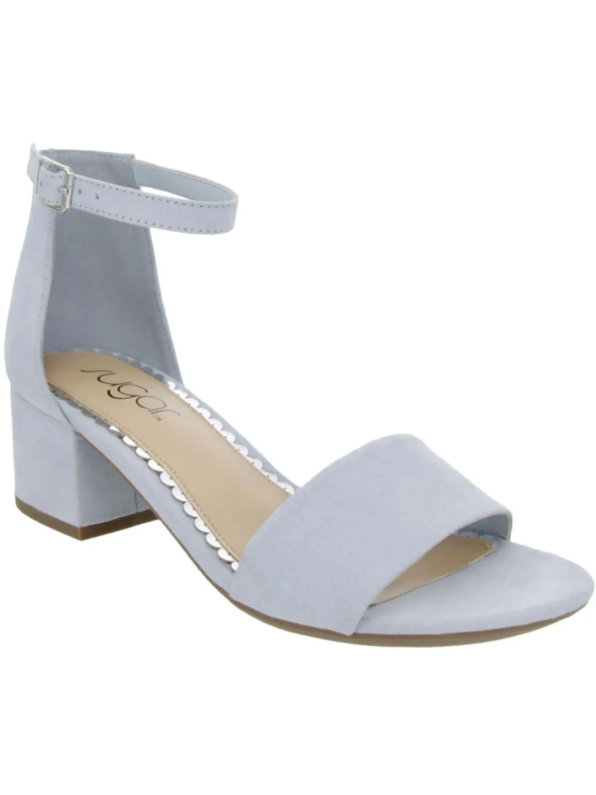 Noelle Womens Microsuede Ankle Open-Toe Heels