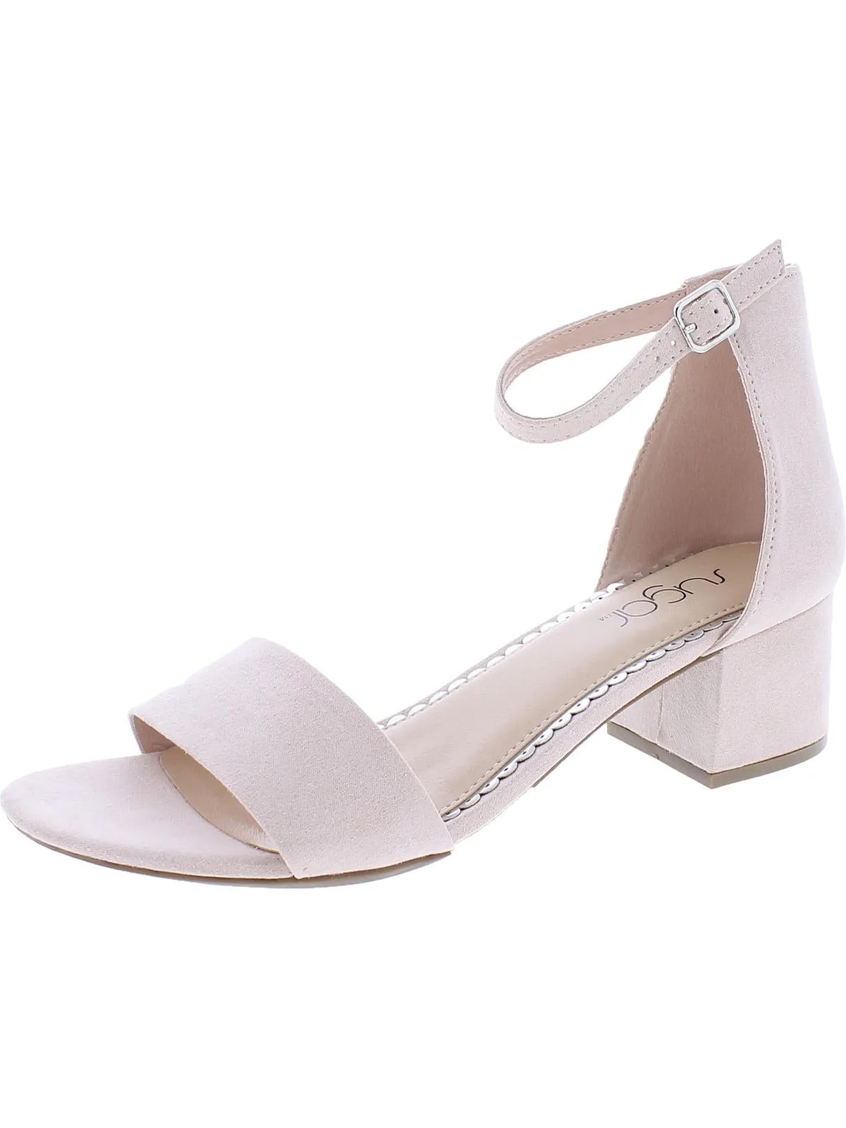 Noelle Womens Microsuede Ankle Open-Toe Heels