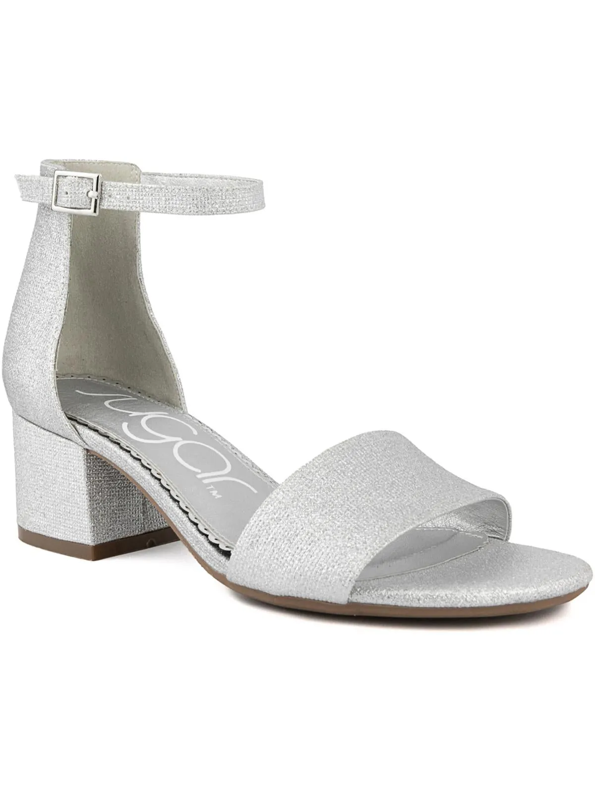 Noelle Womens Microsuede Ankle Open-Toe Heels