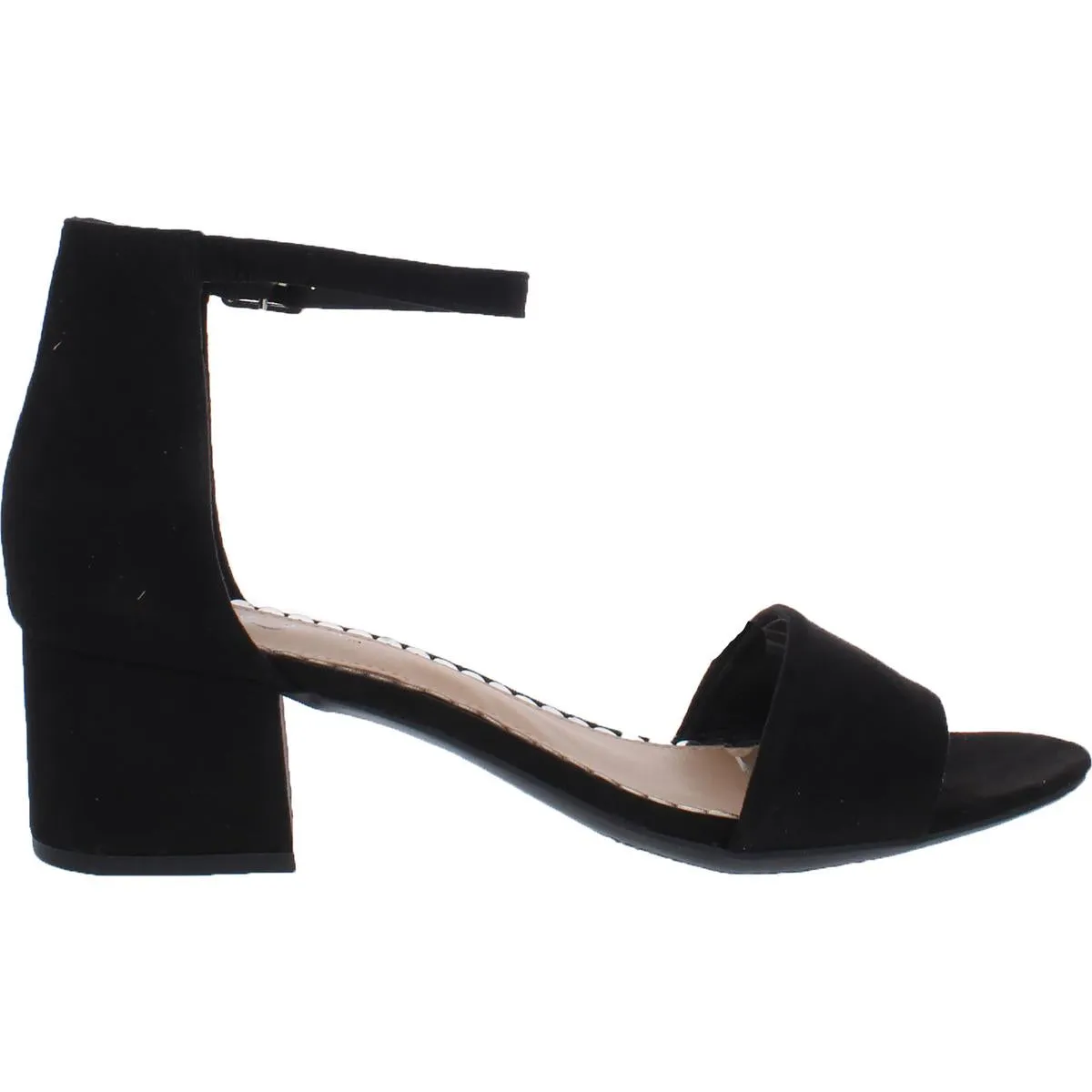 Noelle Womens Microsuede Ankle Open-Toe Heels