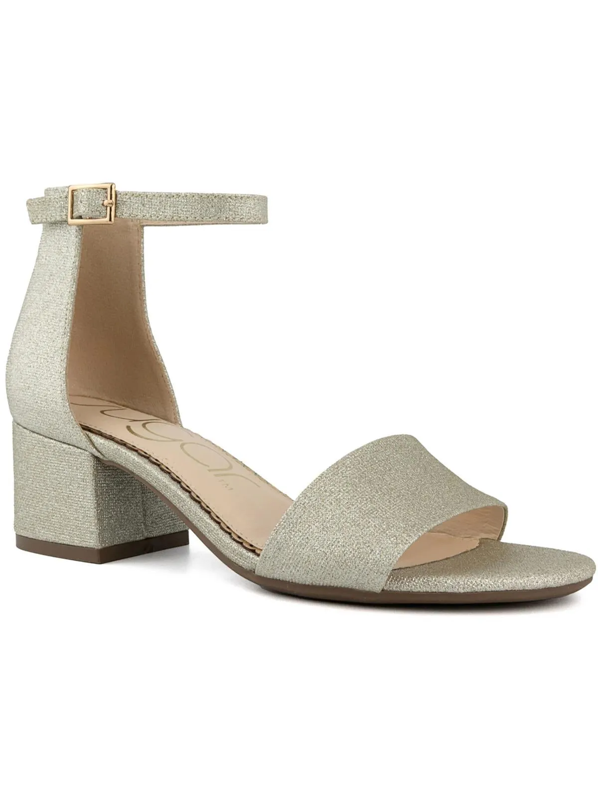 Noelle Womens Microsuede Ankle Open-Toe Heels