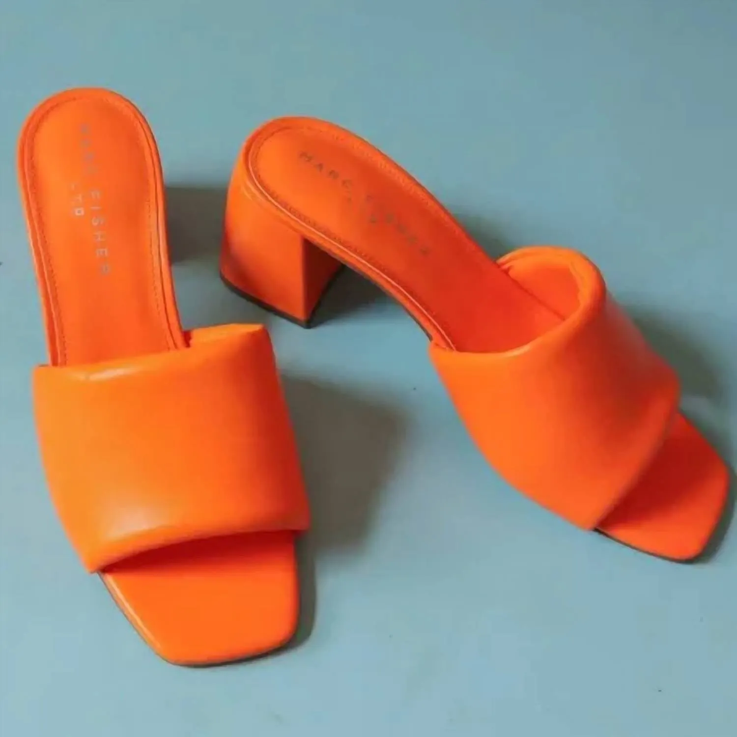 Nombra Block Heel Sandal In Orange