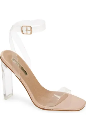 Odina Clear Strap Heel In Nude-Patent