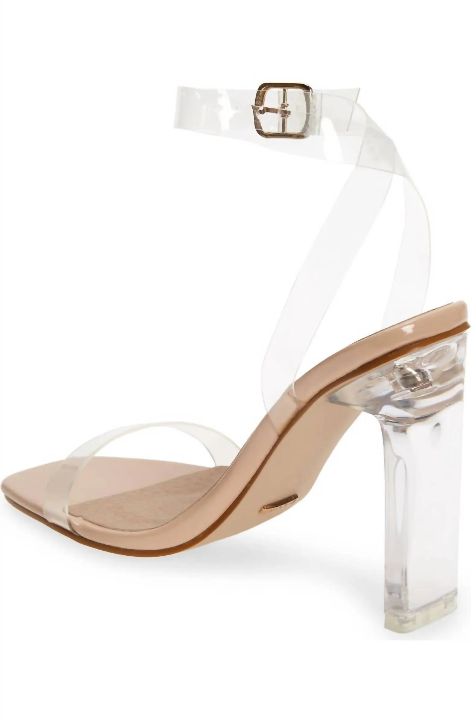 Odina Clear Strap Heel In Nude-Patent