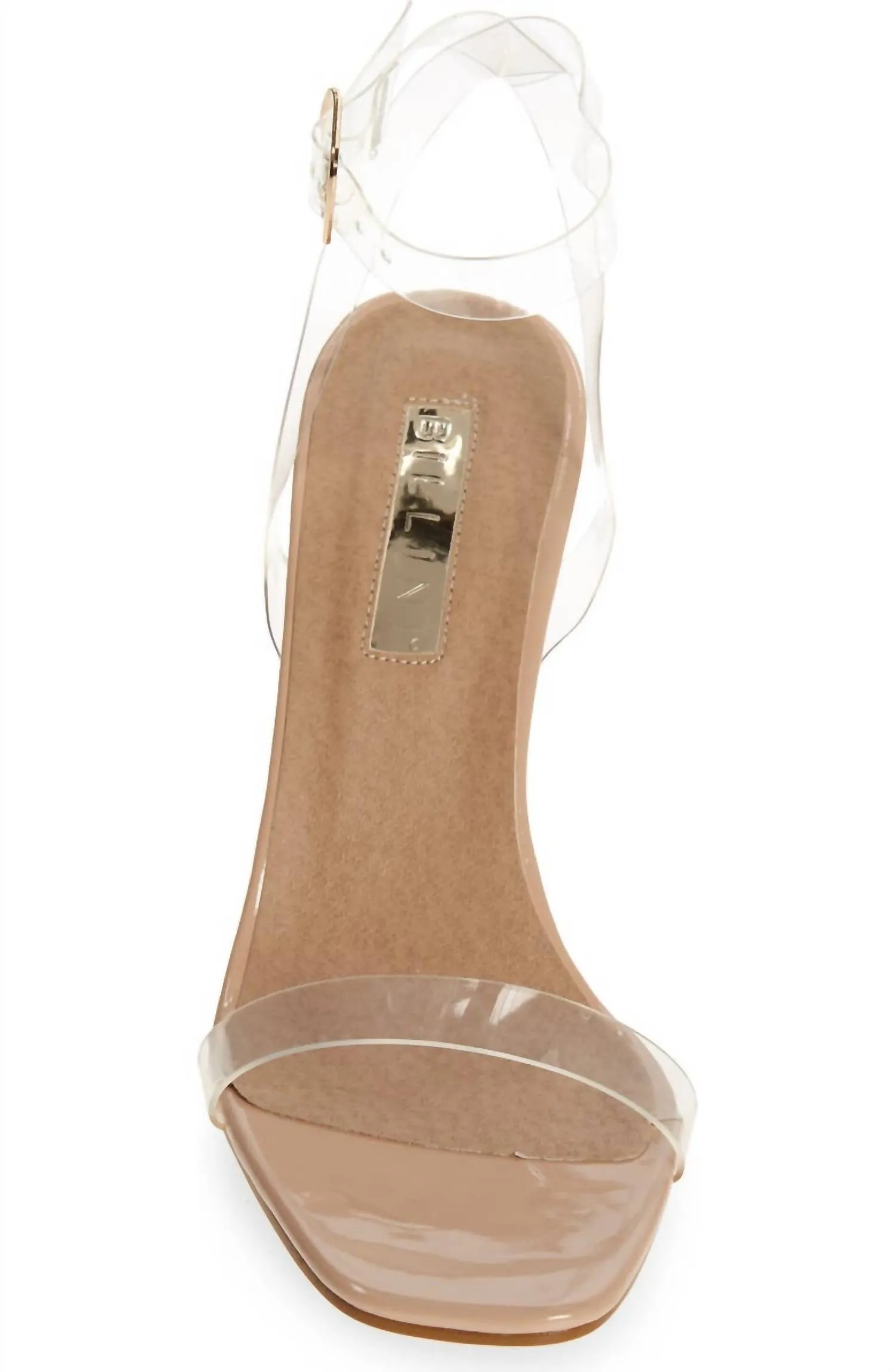 Odina Clear Strap Heel In Nude-Patent
