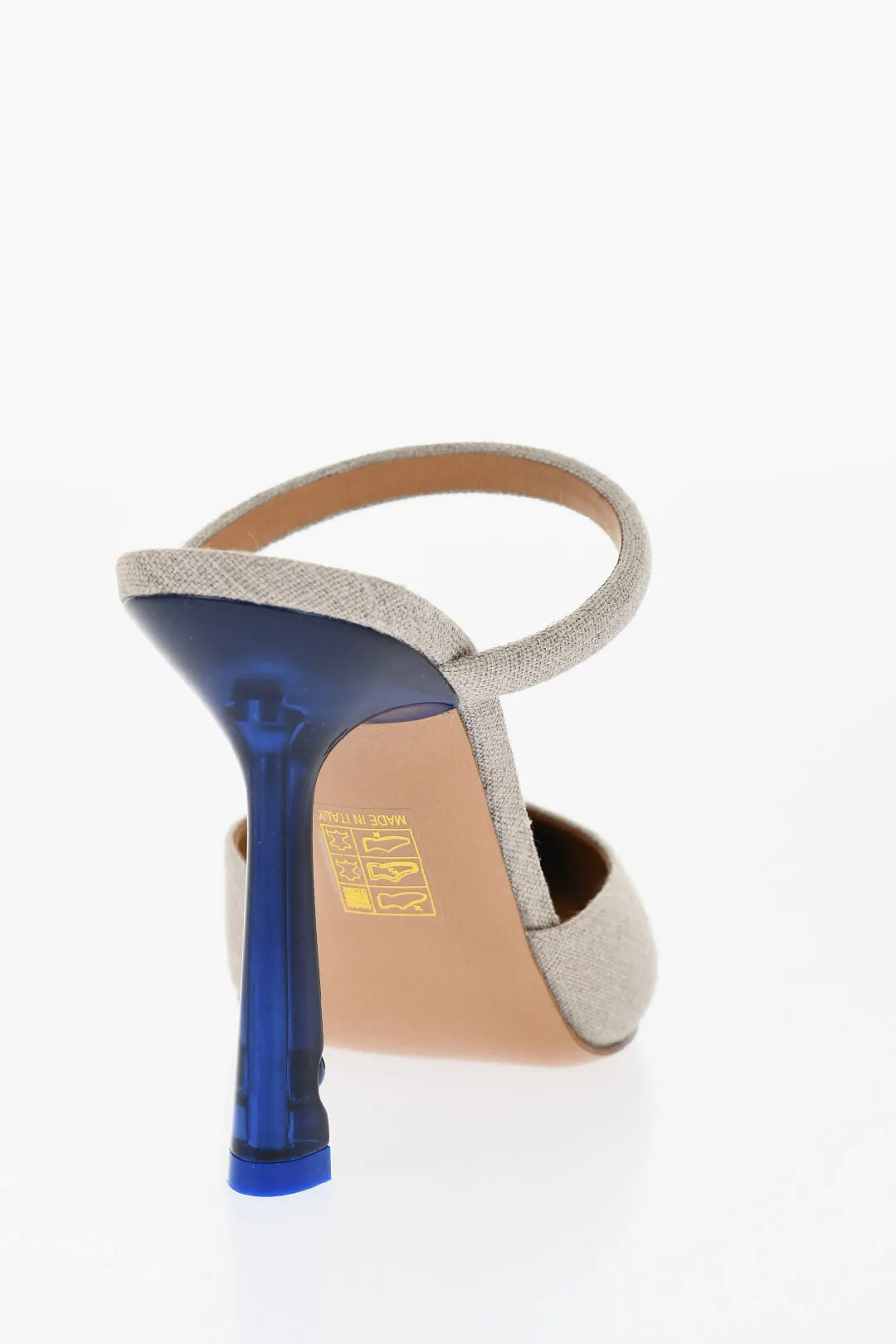 Off-White Pointed Linen Blend Lollipop Mules Heel 11 Cm