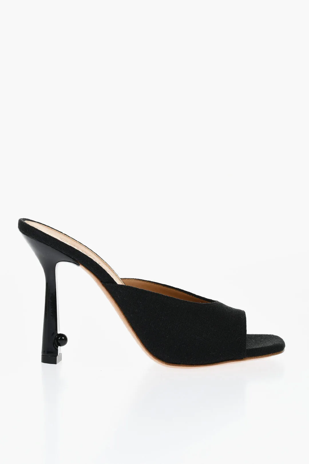 Off-White Pointed Linen Blend Lollipop Mules Heel 11 Cm