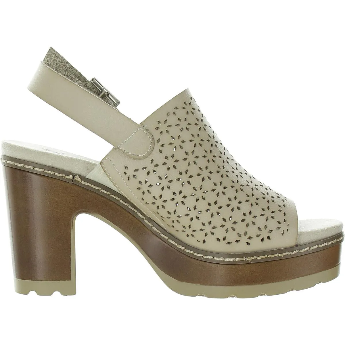 Olivia Womens Laser Cut Man Made Slingback Heels