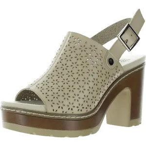Olivia Womens Laser Cut Man Made Slingback Heels
