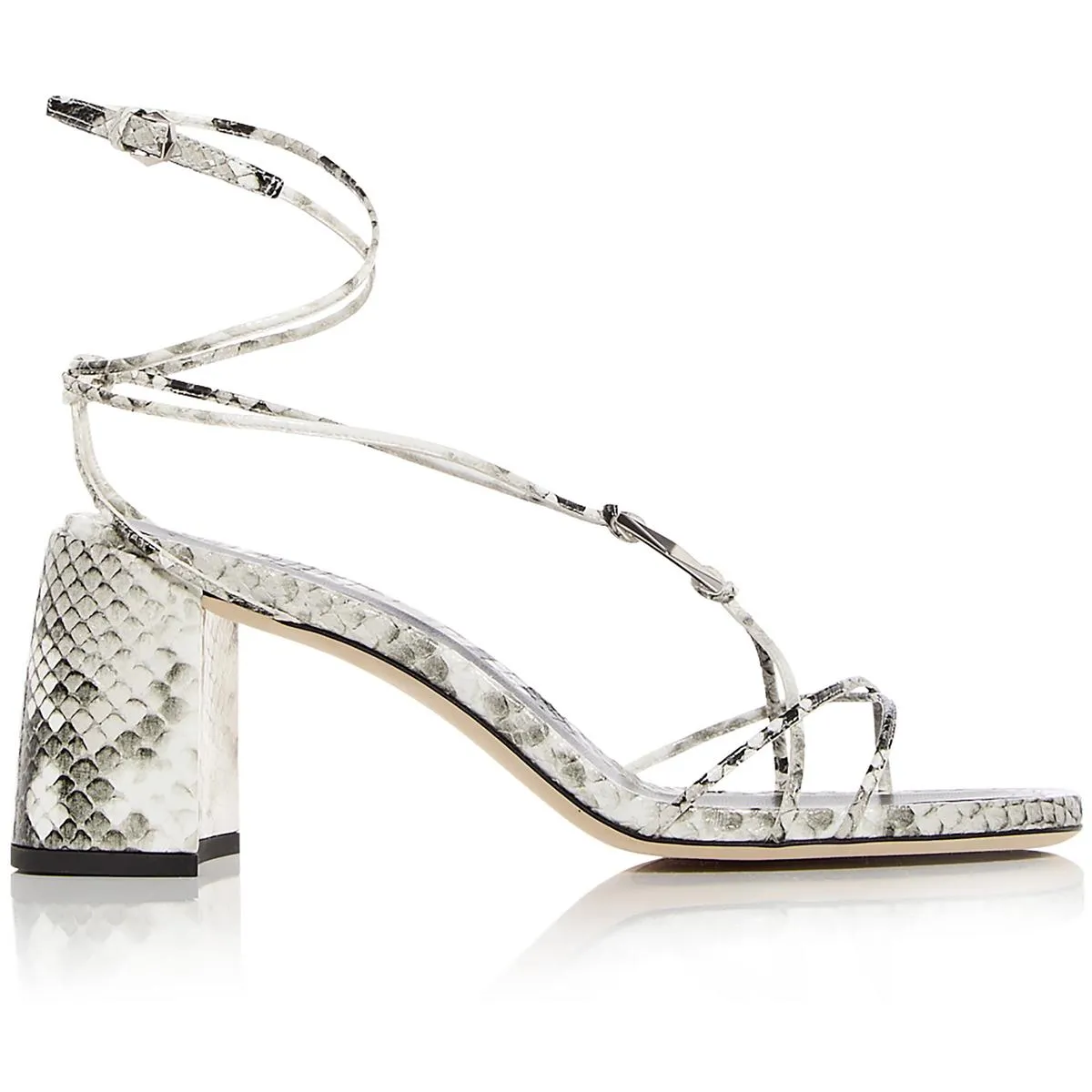 Onyxia 70 Womens Snake Print Leather Ankle Strap