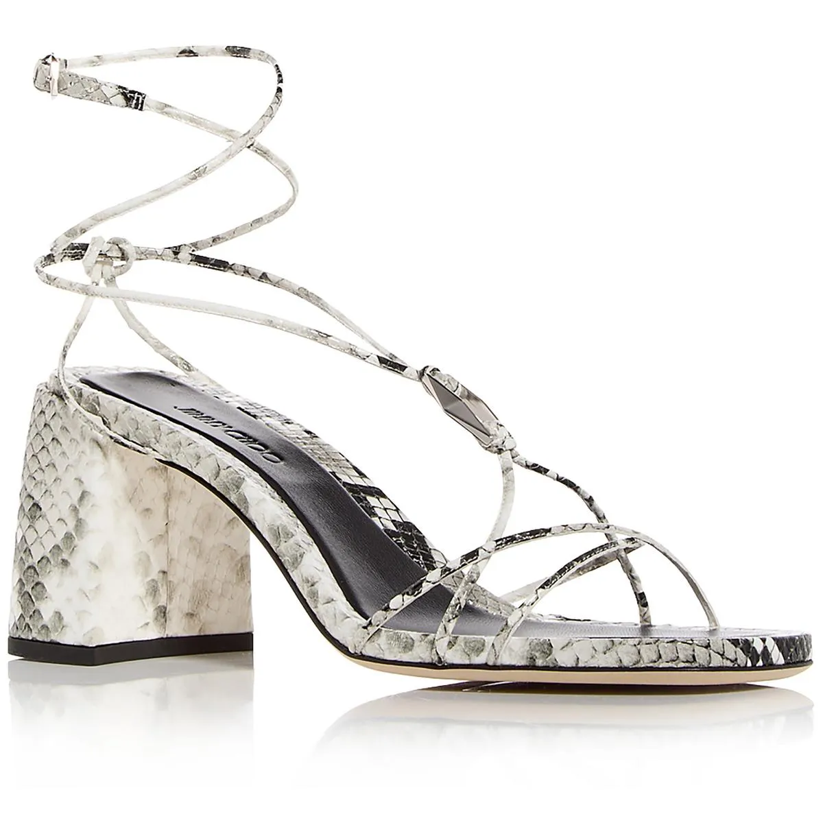 Onyxia 70 Womens Snake Print Leather Ankle Strap