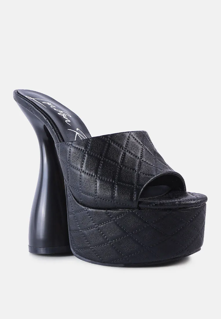 oomph quilted hourglass heel platform sandals