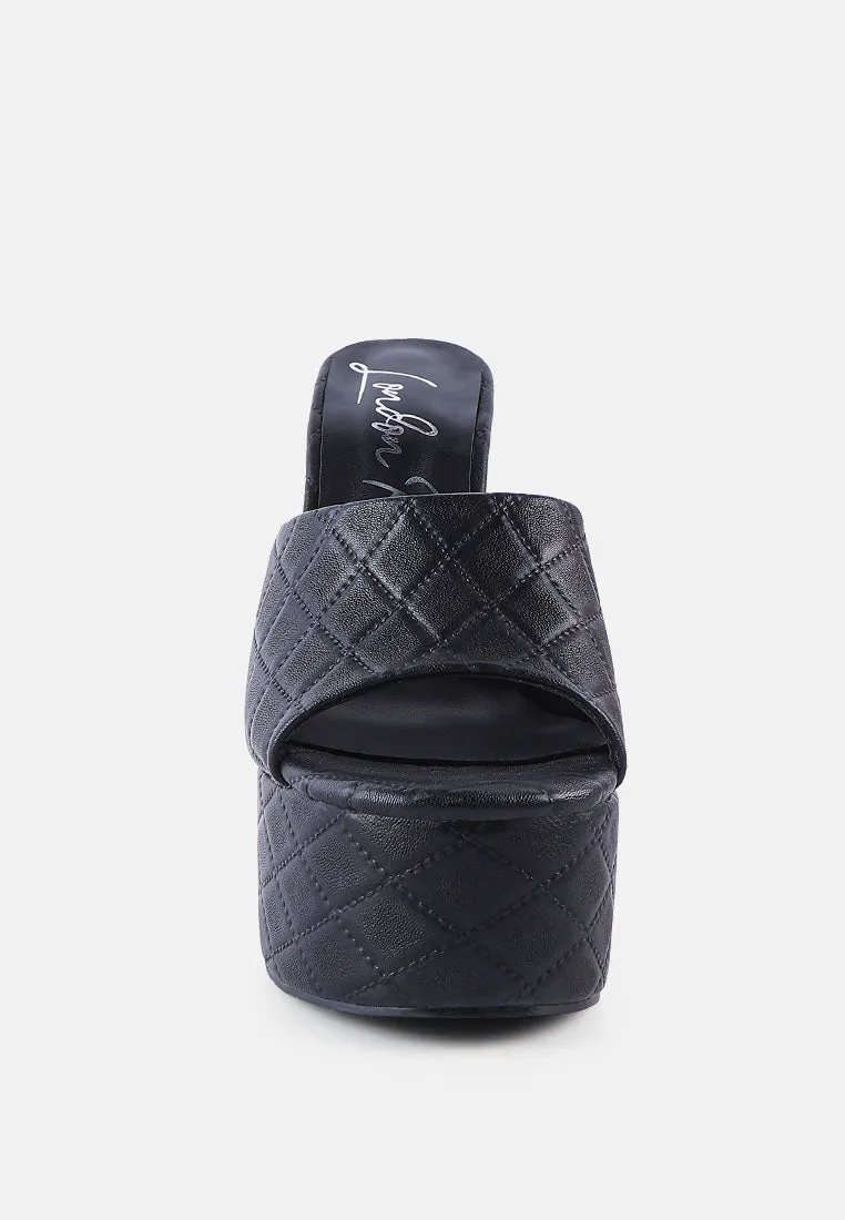 oomph quilted hourglass heel platform sandals