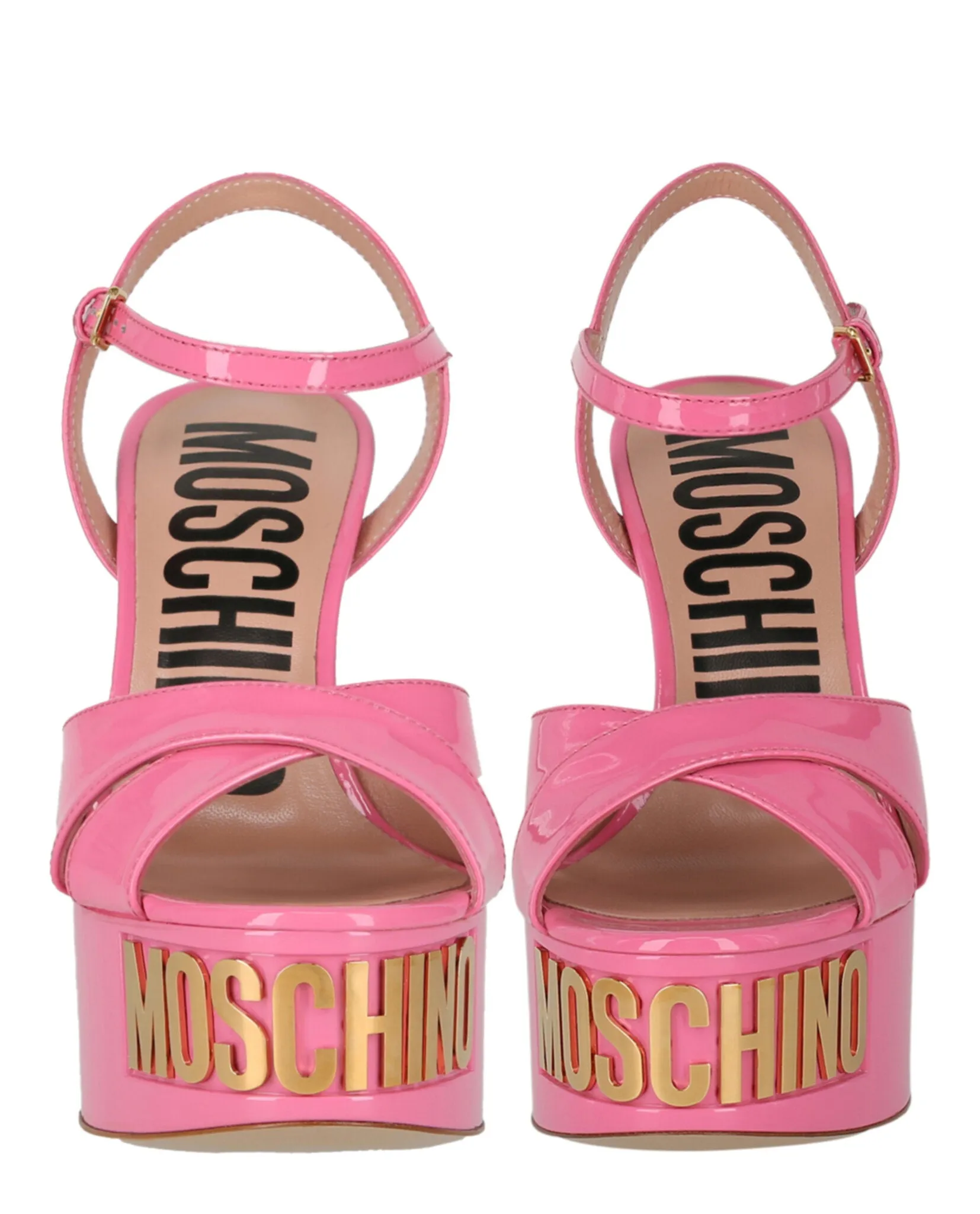 Patent Leather Logo Heeled Sandals