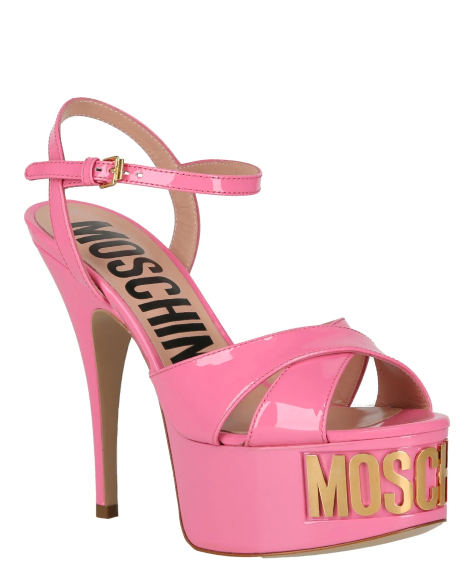 Patent Leather Logo Heeled Sandals