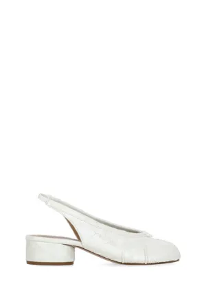 Pearly Leather Tabi Slingback With Ankle Belt