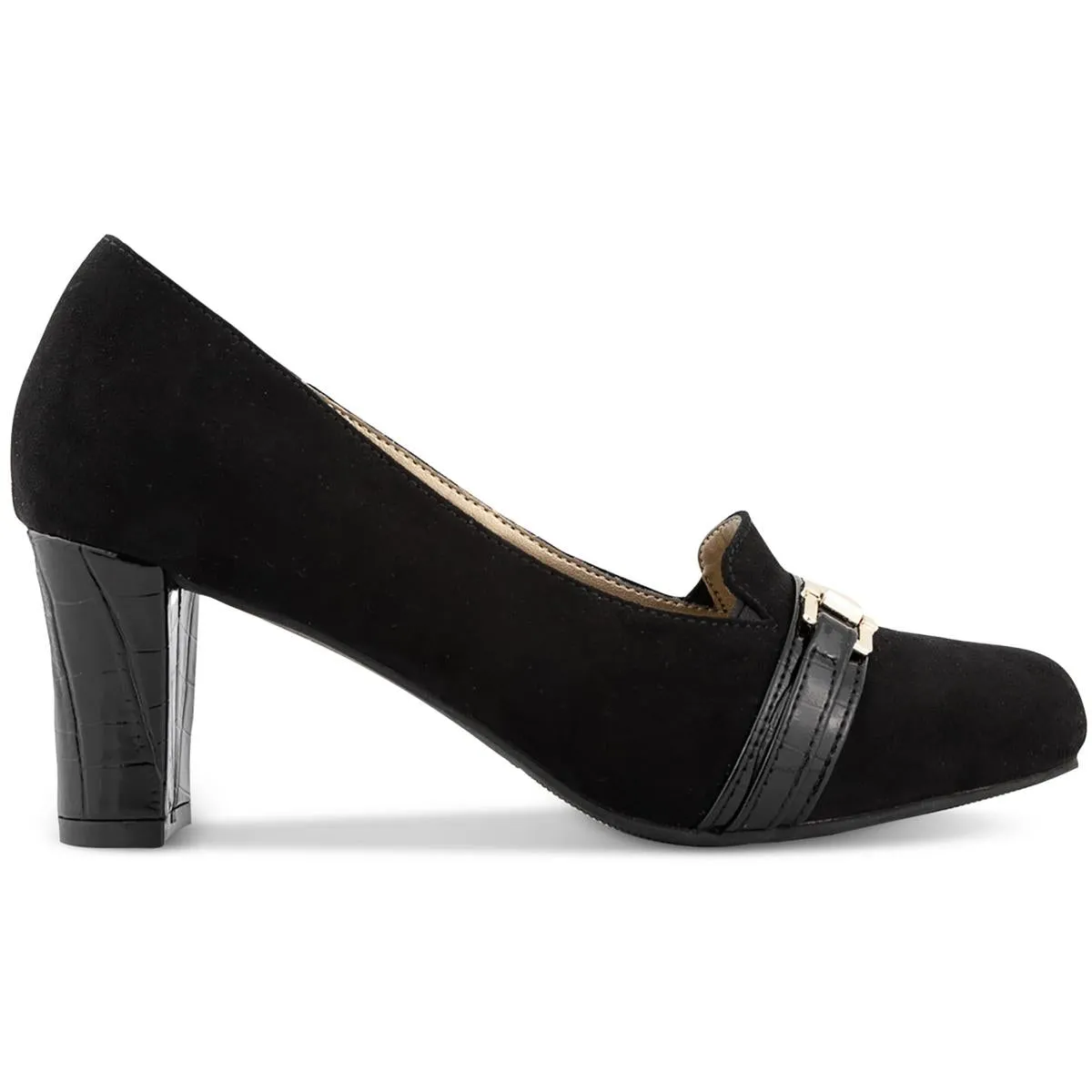 Penzey Womens Faux Suede Square toe Pumps