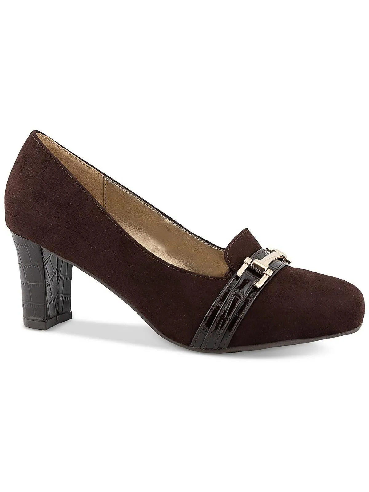 Penzey Womens Faux Suede Square toe Pumps