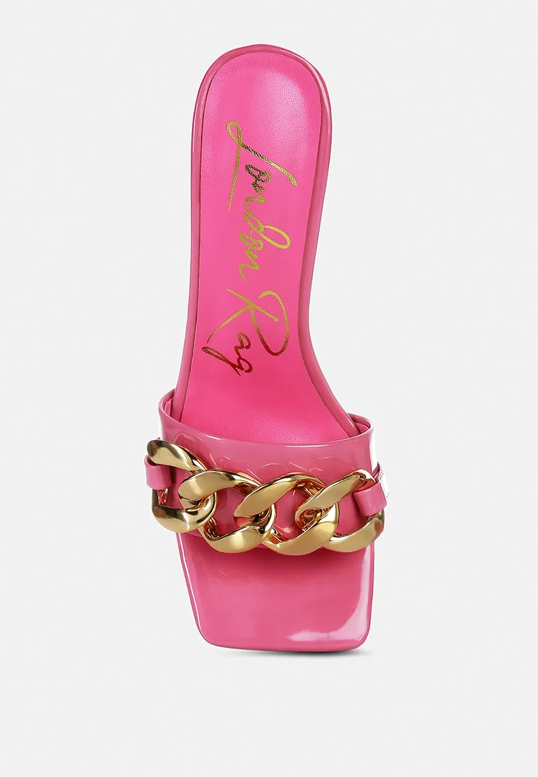 playdoll metal chain detail block heel sandal