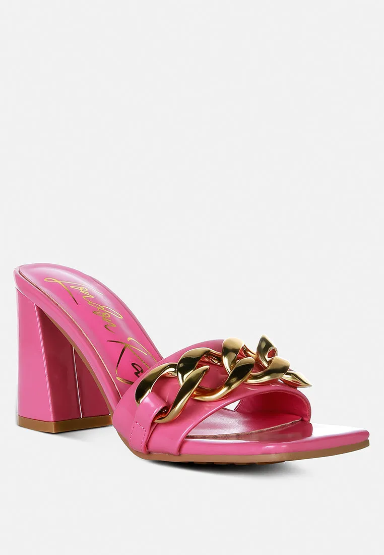 playdoll metal chain detail block heel sandal