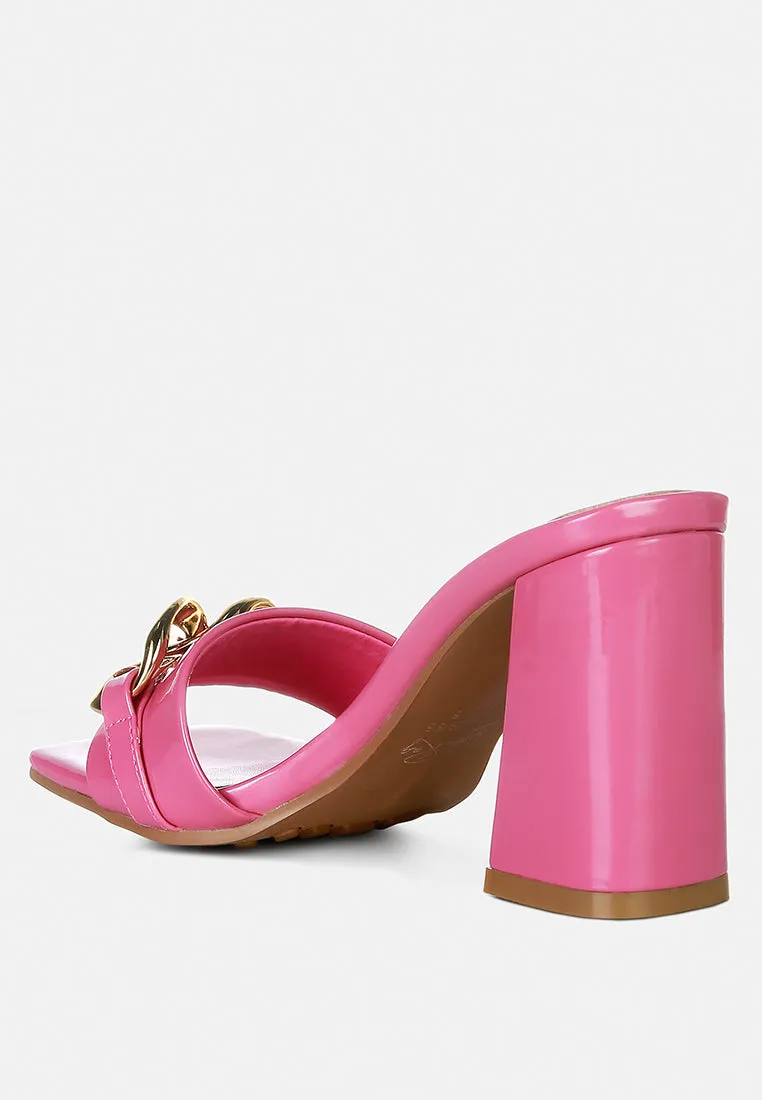playdoll metal chain detail block heel sandal