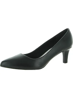 Pointe Womens Faux Leather Slip On Heels