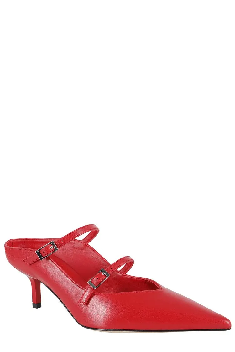 Pointed Toe Nappa Pump With Double Strap Detail
