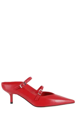 Pointed Toe Nappa Pump With Double Strap Detail