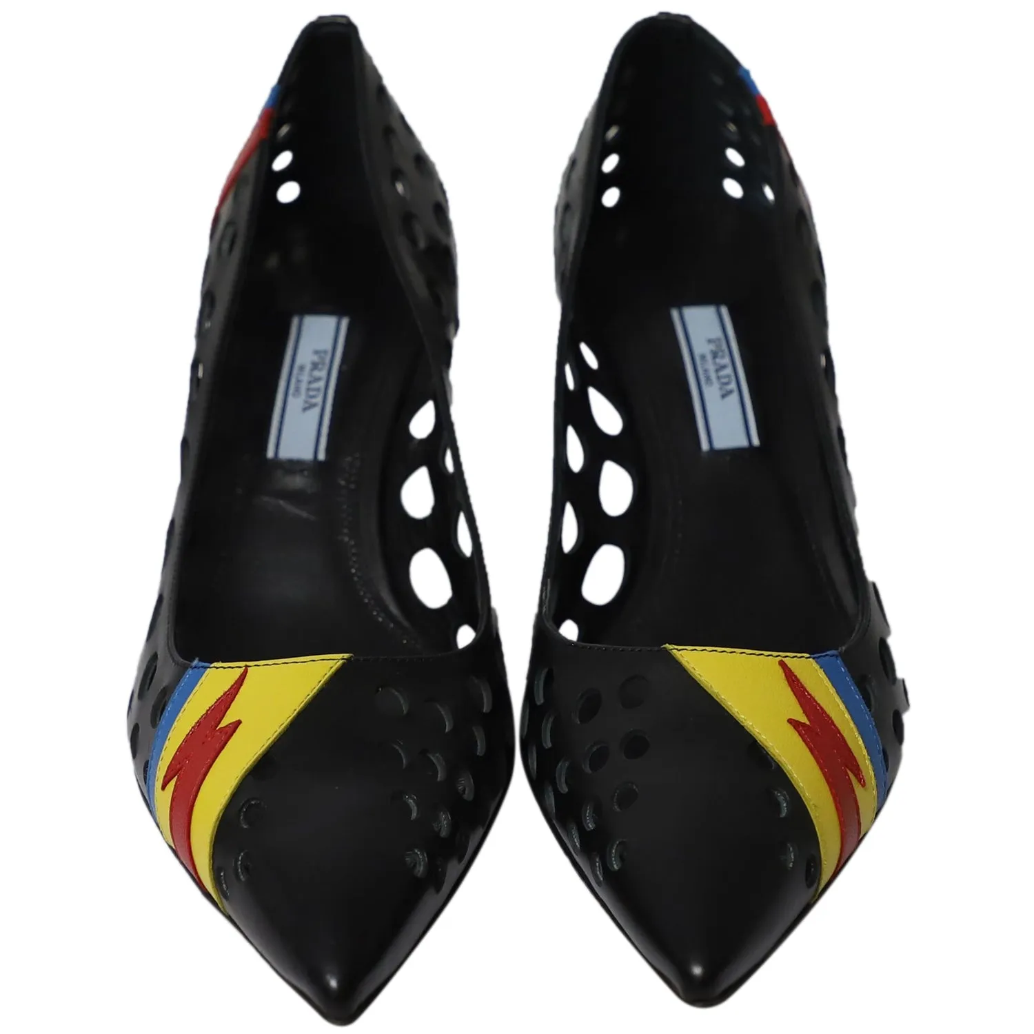 Prada Resort 2016 Perforated Pointed Heels in Multicolor Leather