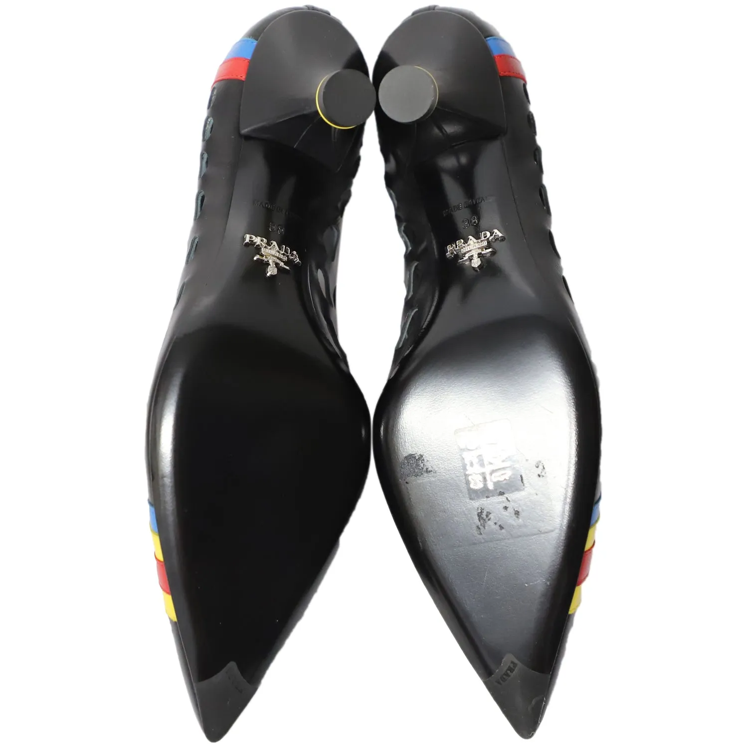 Prada Resort 2016 Perforated Pointed Heels in Multicolor Leather