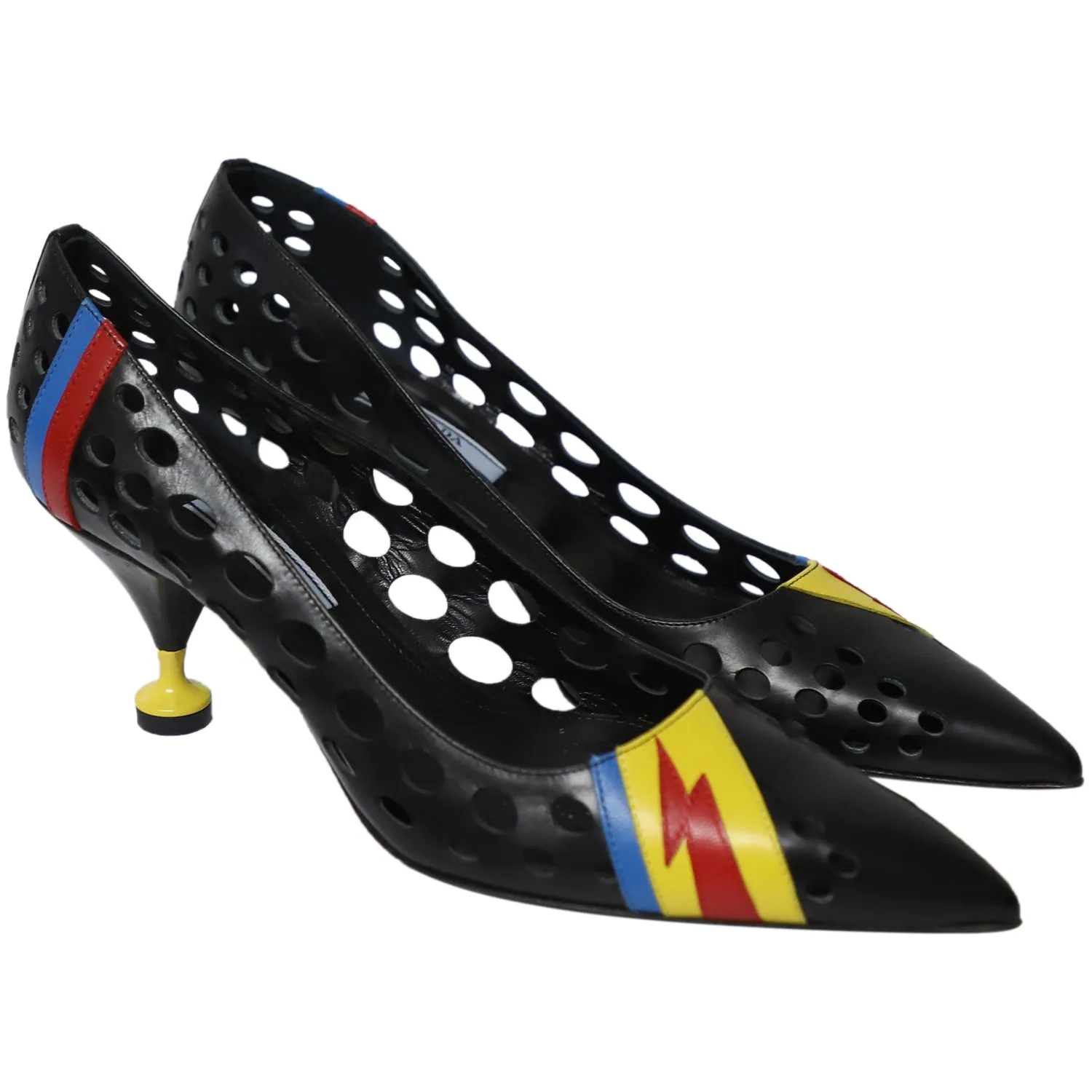 Prada Resort 2016 Perforated Pointed Heels in Multicolor Leather