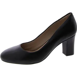 PRISCILA Womens Faux Leather Round toe Block Heels