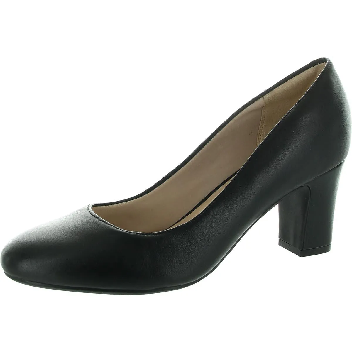 PRISCILA Womens Faux Leather Round toe Block Heels