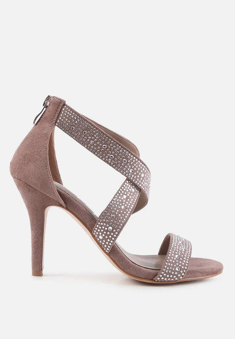 queen bee rhinestone high heeled sandals