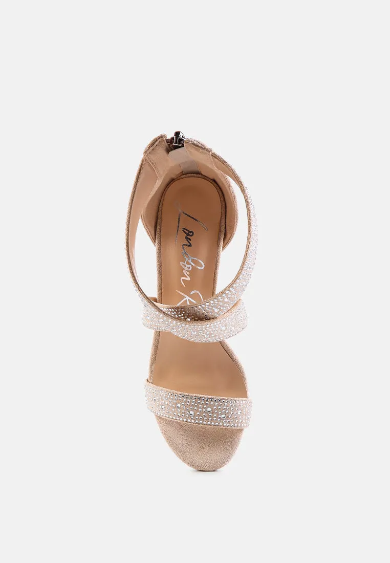 queen bee rhinestone high heeled sandals