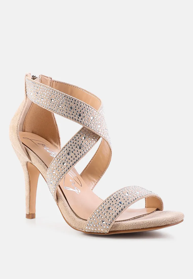queen bee rhinestone high heeled sandals