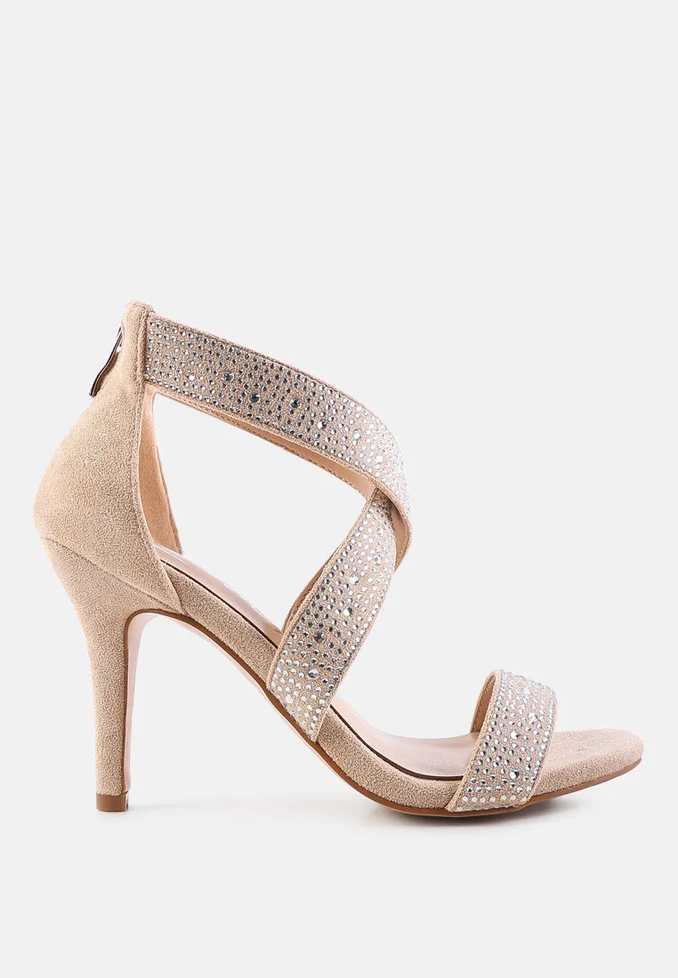 queen bee rhinestone high heeled sandals