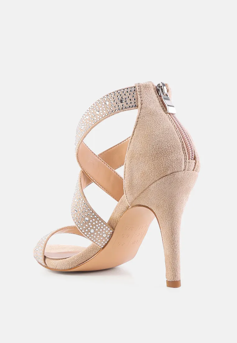 queen bee rhinestone high heeled sandals