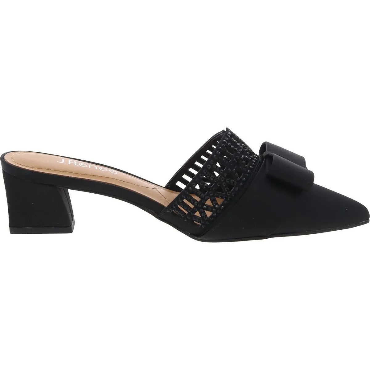 Randa Bow Womens Slip On Block Heel Mules