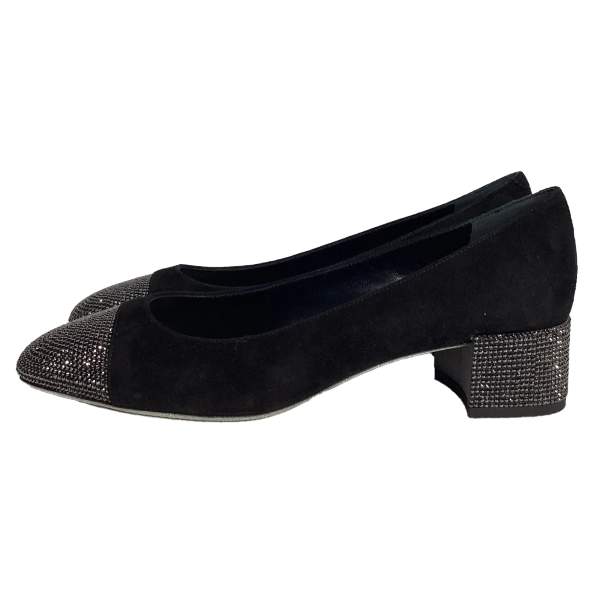 Rene Caovilla Kristen Crystal-Embellished Pumps In Black Suede