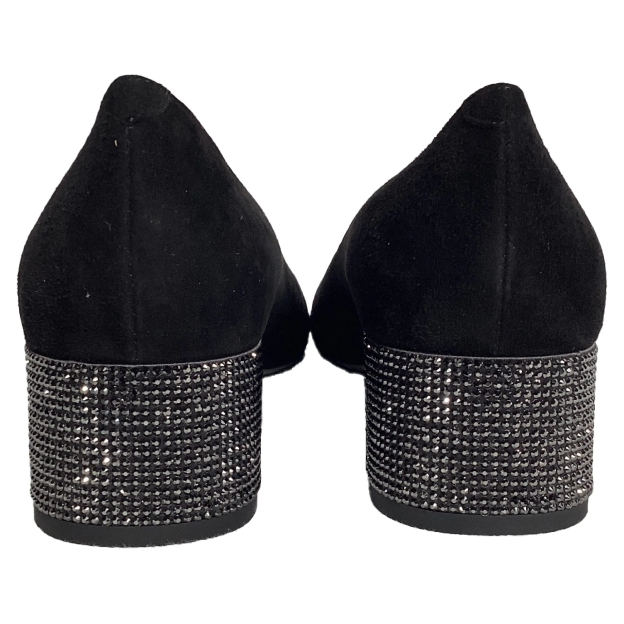 Rene Caovilla Kristen Crystal-Embellished Pumps In Black Suede