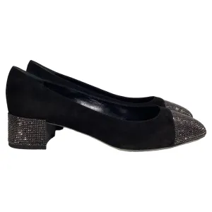 Rene Caovilla Kristen Crystal-Embellished Pumps In Black Suede